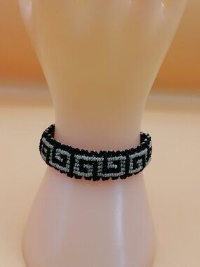 Andean Inca Hand-Woven Macrame Bracelet with Geometric Designs